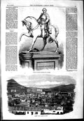 Old Antique Print 1853 Statue Viscount Hardinge Foley View Athens Italy 19th