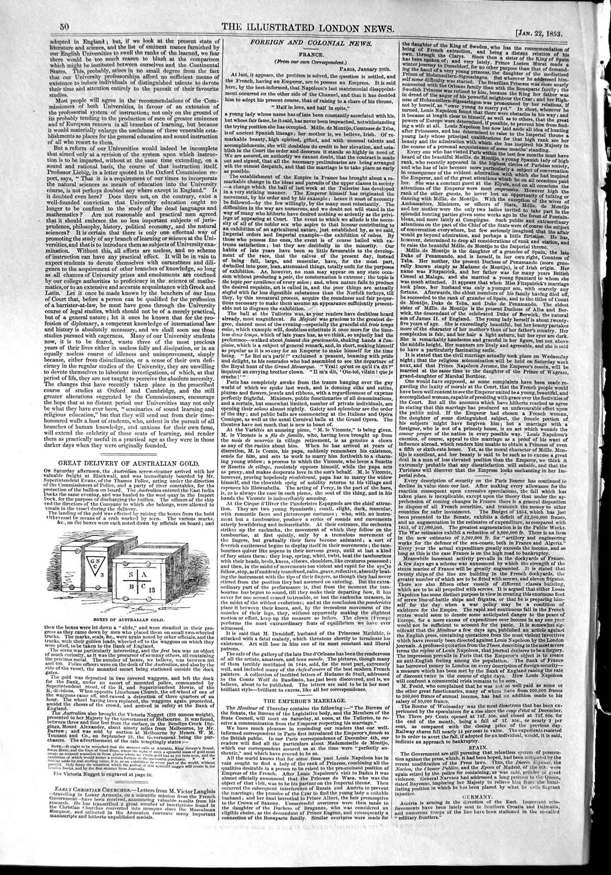 Original Old Antique Print 1853 Landing GAustralian Steam Ship East Ind 19th