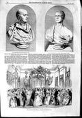 Old Antique Print 1853 Bust David Boyle Lord Denman Masonic Ball Salford 19th