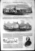 Original Old Antique Print 1853 Chinese Regatta Hong Kong Boat Race Pereir 19th