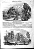 Old Antique Print 1853 Miligraya Industrial School Ceylon Church Colombo 19th