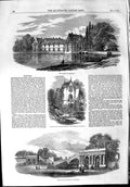 Original Old Antique Print 1853 Chateau Chantilly De La Reine Blanche Gardens