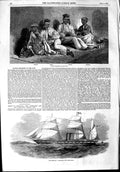 Original Old Antique Print 1853 Kaffir Prisoners Obeek Cape Town Ship Antelope