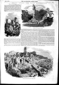 Original Old Antique Print 1853 Town Melfi Remains Church Carmine Ear Victorian