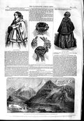 Original Old Antique Print 1853 Faulhorn Bernese Alps Mountains Paris Fashion