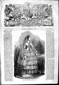 Original Old Antique Print 1853 Portrait Empress French Bridal Costume Dress