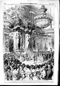 Old Antique Print 1853 Civil Marriage Emperor Salle Marechaux Tuileries 19th