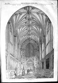 Old Antique Print 1853 Houses Parliament St. Stephen'S Hall Architecture 19th