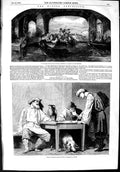 Old Antique Print 1853 Pleasure Boats River Danube Russian Peasants Dice 19th