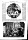 Original Old Antique Print 1853 George Hall Art Fruit Man Playing Chess 19th