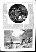 Old Antique Print 1853 Fine Art George Lance Fruit Jackson Sea Ship Beach 19th