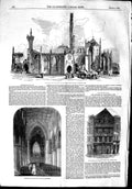 Original Old Antique Print 1853 George'S Church Doncaster Houses Chancery Lane