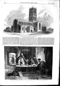 Original Old Antique Print 1853 George'S Church Doncaster Monks Art Deane 19th