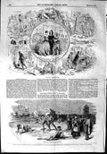Original Old Antique Print 1853 Snow-Shoe Hurdle Race Montreal Canada Lady-Day
