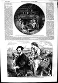 Old Antique Print 1853 Wiltshire Cottage Fireside Spanish Family Gilbert 19th