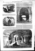 Original Old Antique Print 1853 Tombs Sakkara Chamber Sarcophagus Archaeology