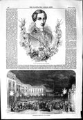 Old Antique Print 1853 Duke De Brabant Rue La Loi Brussels Illumination 19th