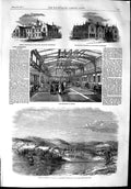 Old Antique Print 1853 Corn Exchange Hitchin Blind Birmigham Nottingham 19th