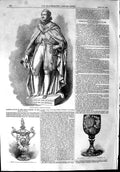 Old Antique Print 1853 Marble Statue King Spain Silver Vase Scholefield 19th