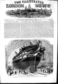 Original Old Antique Print 1853 Launch Majesty Steam Ship War James Watt P 19th