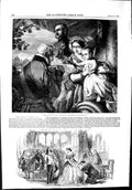 Original Old Antique Print 1853 Colombe Birthday Haymarket Theatre Queen King