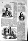 Original Old Antique Print 1853 Church Mark Regent'S Park Goderich Mill Halifax