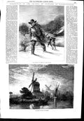 Old Antique Print 1853 Art Goodall Shepherd Dog Windmills Moonrise Duncan 19th