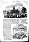 Old Antique Print 1853 Shakespeare Stratford-On-Avon Penny Postage Bazaar 19th