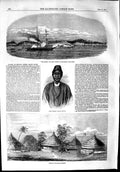 Old Antique Print 1853 Keleh Moddah Chief Medina Teazer Ship Sierra Leone 19th
