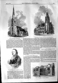 Original Old Antique Print 1853 Church Gabriel Highgate-Rise Phillimore Kossuth
