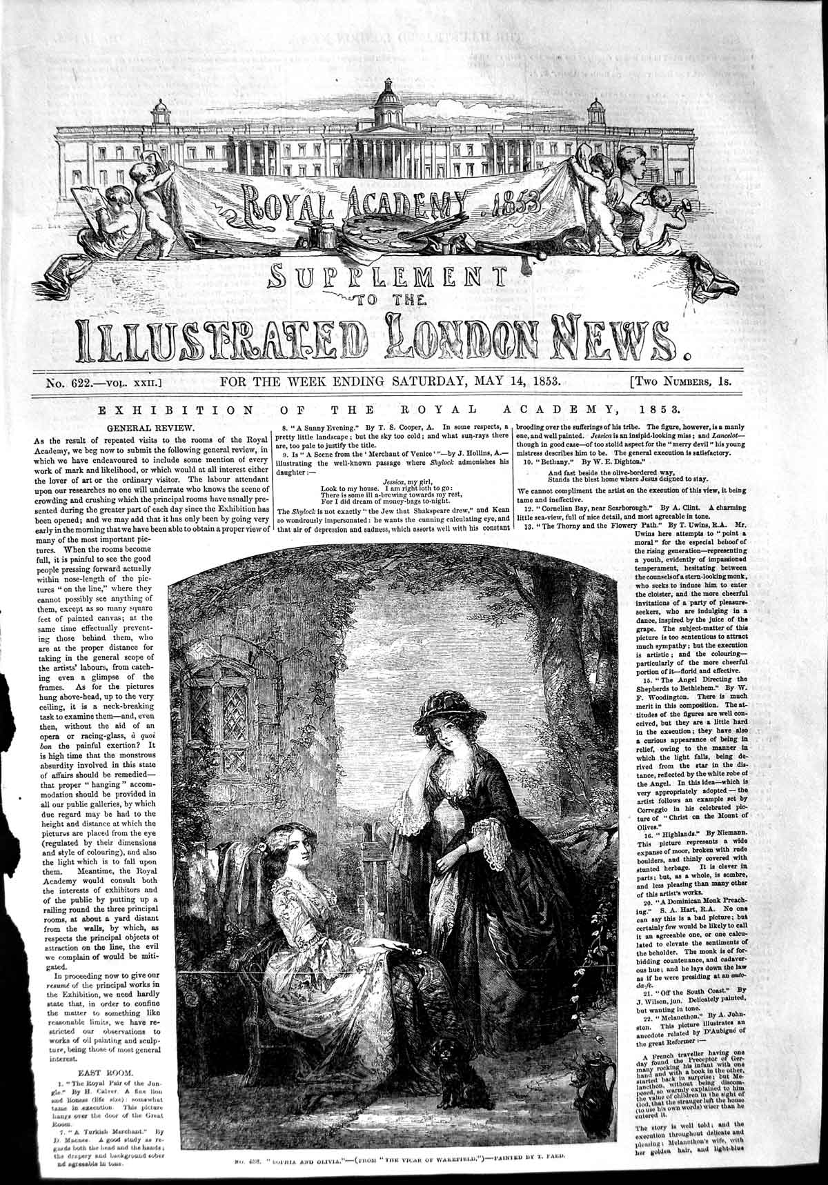 Original Old Antique Print 1853 Faed Fine Art Sophia Olivia Ladies Garden Scene