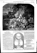 Original Old Antique Print 1853 Marble Bust Duchess Gloucester Fruit Art Lance