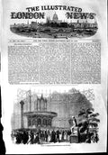Old Antique Print 1853 Scene Opening Dublin Industrial Exhibition Statue 19th