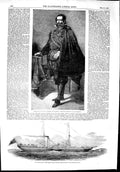 Original Old Antique Print 1853 Portrait Duke D'Olivarez Steam Ship Faid Rabani