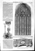 Original Old Antique Print 1853 Window Boston Church Flower-Stands Gore House