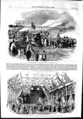 Original Old Antique Print 1853 Queen Birthday Review Woolwich Ball Hotel Paris
