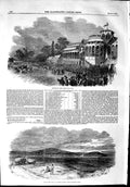 Original Old Antique Print 1853 Jockey Club Race Chantilly Chobham Common Camp
