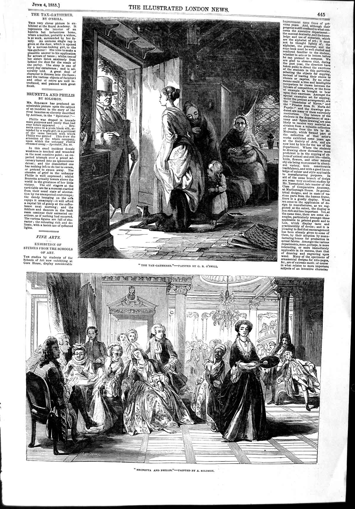 Original Old Antique Print 1853 Scene Tax-Gatherer Brunetta Phillis Solomon Art