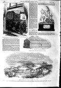 Original Old Antique Print 1853 Town Dumbarton Roman Sarcophagus Watford 19th