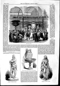 Original Old Antique Print 1853 Terra Cotta Court Exhibition Warrior Vase Tazza