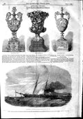 Original Old Antique Print 1853 Times Ship Steamer Dublin Royal Hunt Cup Ascot
