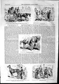 Original Old Antique Print 1853 Cabs Social Cabmen Horses Transport England