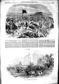Antique Old Print *3176 1853 Camp Chobham Sutherland Games Gloucester Castle