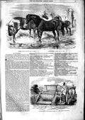Original Old Antique Print 1853 Ponies Show Agriculture Automaton Reaper Atkins