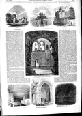 Original Old Antique Print 1853 Rochester Castle Allington Castle Arch Victorian