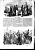 Old Antique Print 1853 Grenadiers Russian Infantry Hussars Dragoons War 19th