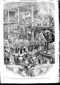 Original Old Antique Print 1853 Inauguration New York Crystal Palace North Nave