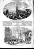 Original Old Antique Print 1853 Lord Kenyon Flintshire Carnarvon Castle Bible