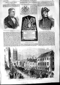 Original Old Antique Print 1853 Funeral Earl Warwick Admiral Cockburn Victorian