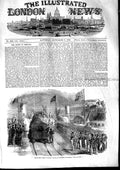 Original Old Antique Print 1853 Queen Ireland Holyhead Railway Station Train